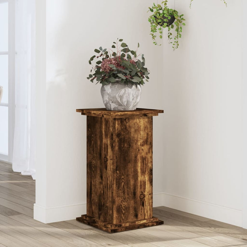 Load image into Gallery viewer, Vidaxl plantenstandaard 33x33x60 cm bewerkt hout gerookt eikenkleurig
