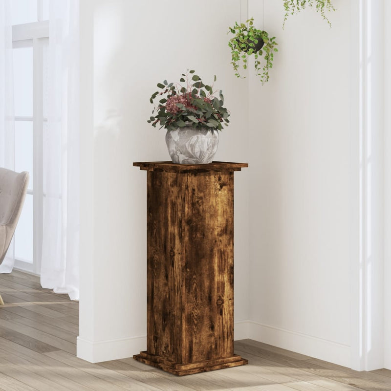 Load image into Gallery viewer, Vidaxl plantenstandaard 33x33x80 cm bewerkt hout gerookt eikenkleurig
