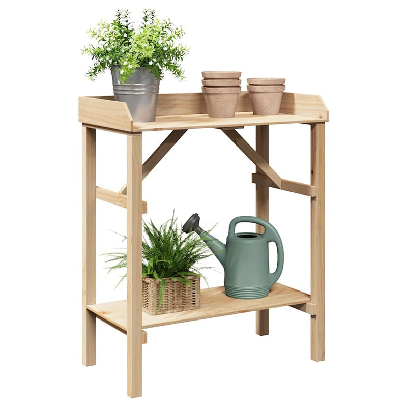 Afbeelding laden in galerijviewer, Vidaxl planttafel met plank naturel 75 x 40 x 90 cm stevig vurenhout
