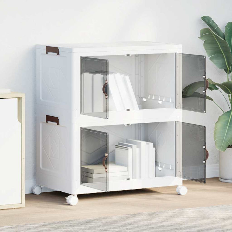 Load image into Gallery viewer, Vidaxl opbergbox stapelbaar met wielen 2-laags 75 l 64x40x76 cm
