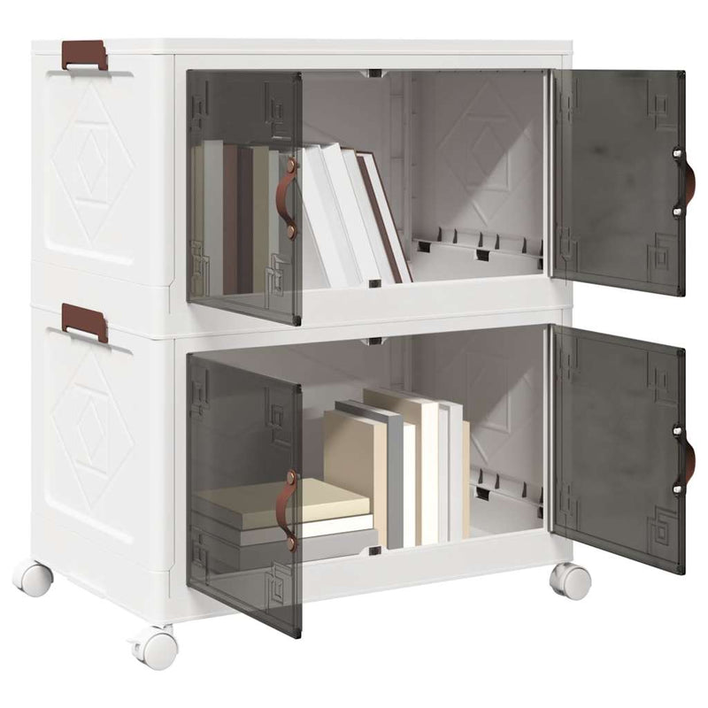 Load image into Gallery viewer, Vidaxl opbergbox stapelbaar met wielen 2-laags 75 l 64x40x76 cm
