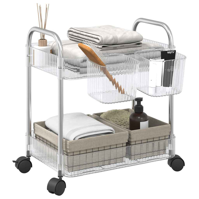 Load image into Gallery viewer, Vidaxl opbergtrolley 2-laags 37x28x43,5 cm acryl transparant
