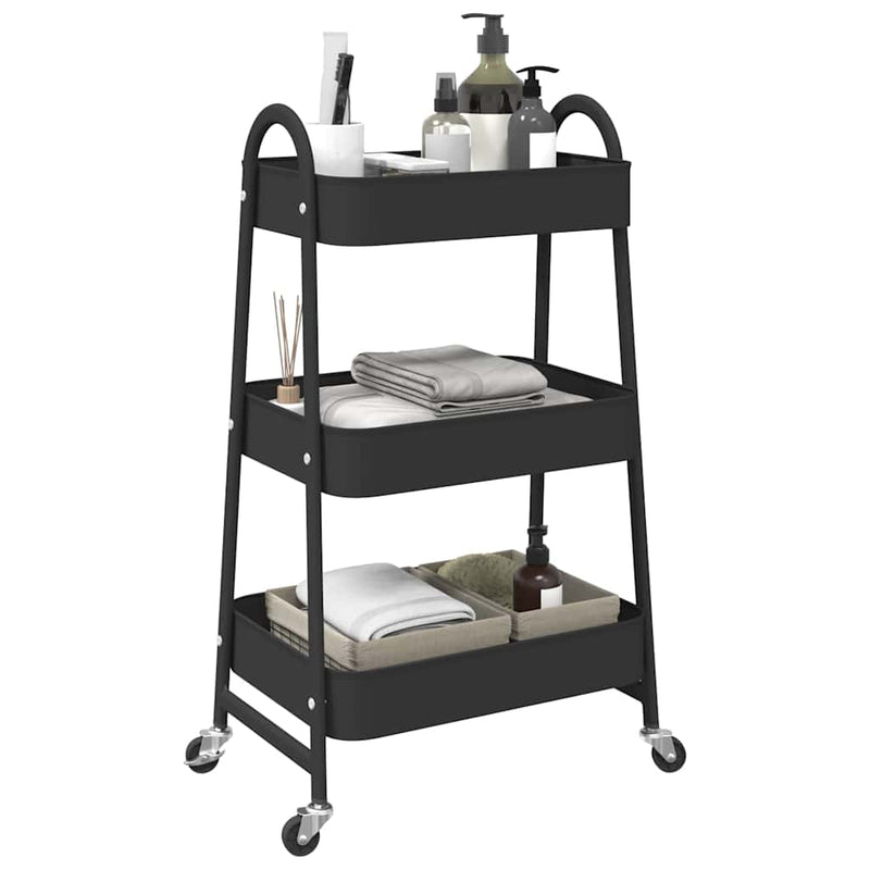 Load image into Gallery viewer, Vidaxl opbergtrolley 3-laags 42x41,5x77 cm staal zwart
