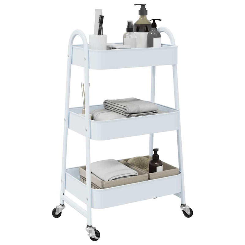 Cargue la imagen en el visor de la galería, Vidaxl opbergtrolley 3-laags 42x41,5x77 cm staal wit
