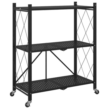 Vidaxl opbergplank op wielen zwart 71x34x88 cm staal