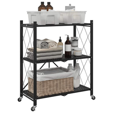 Vidaxl opbergplank op wielen zwart 71x34x88 cm staal