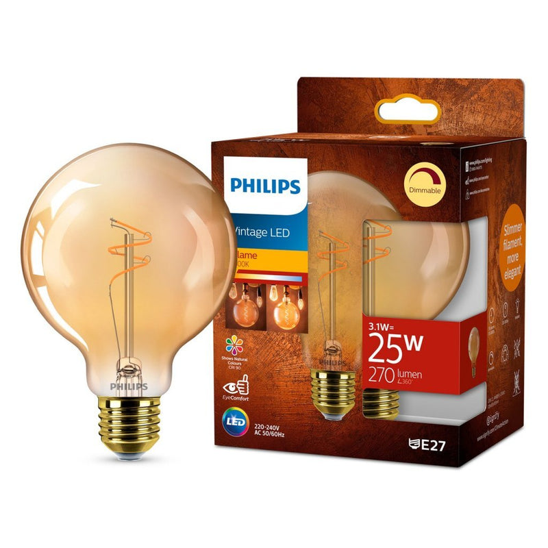 Load image into Gallery viewer, Philips vintage led dimbare globe g95 e27 60w amberkleurig glas
