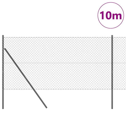 Vidaxl afrasteringspaal grijs 10 x 1 m (40 x 40 mm gaas) staal en pvc
