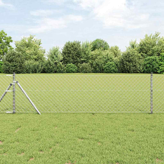 Vidaxl afrasteringspaal zilver 25 x 0,4 m (40 x 40 mm gaas) staal
