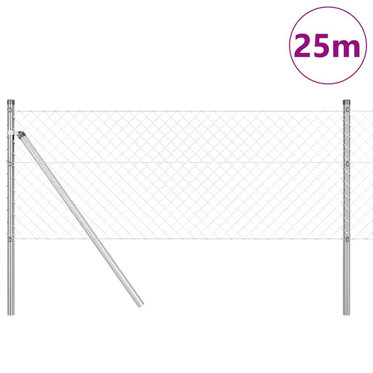 Vidaxl afrasteringspaal zilver 25 x 0,4 m (40 x 40 mm gaas) staal