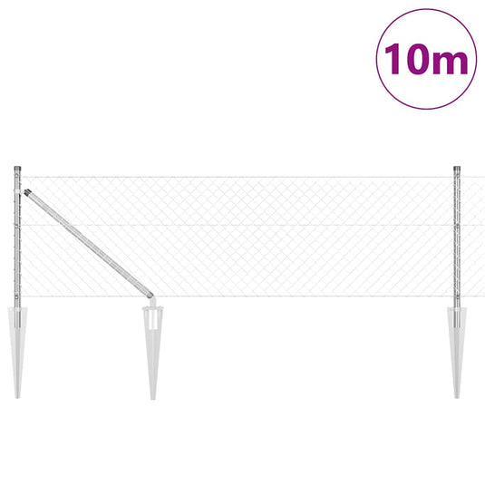 Vidaxl afrasteringspaal zilver 10 x 0,8 m (40 x 40 mm gaas) staal