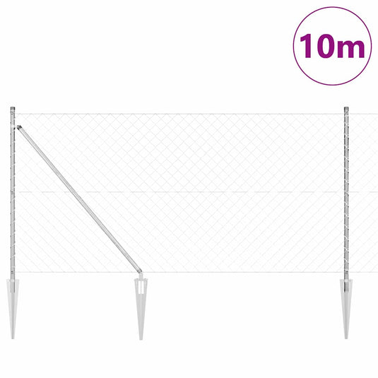 Vidaxl afrasteringspaal zilver 10 x 1 m (60 x 60 mm gaas) staal