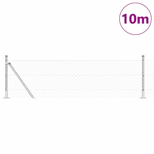 Vidaxl afrasteringspaal zilver 10 x 0,6 m (40 x 40 mm gaas) staal