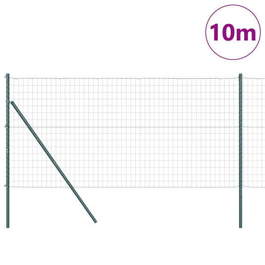 Vidaxl hek met paal groen 1,4 x 10 m staal en pvc