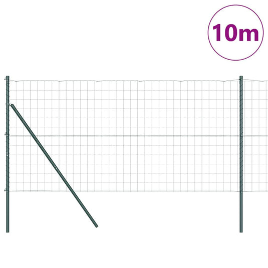 Vidaxl hek met paal groen 1,2 x 10 m staal en pvc