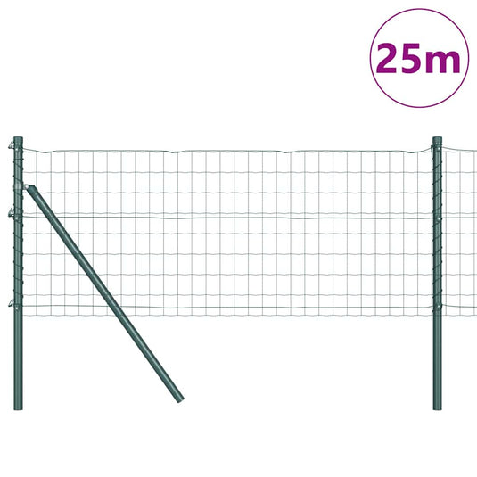Vidaxl hek met paal groen 0,6 x 25 m staal en pvc