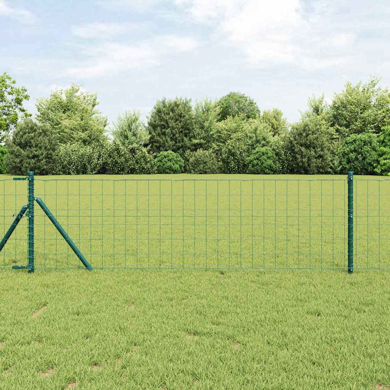 Afbeelding laden in galerijviewer, Vidaxl hek met paal groen 0,4 x 25 m staal en pvc
