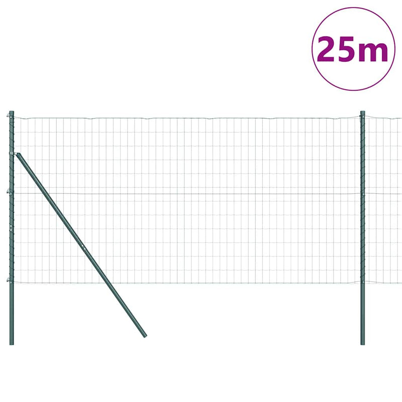 Afbeelding laden in galerijviewer, Vidaxl hek met paal groen 0,4 x 25 m staal en pvc
