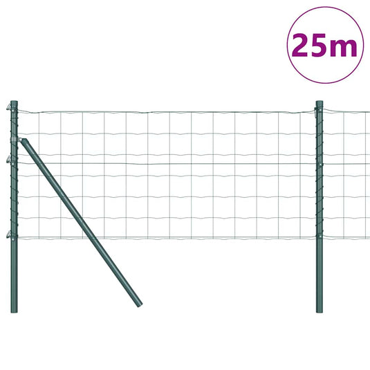 Vidaxl hek met paal groen 0,6 x 25 m staal en pvc
