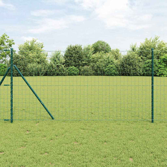 Vidaxl hek met paal groen 1,4 x 10 m staal en pvc