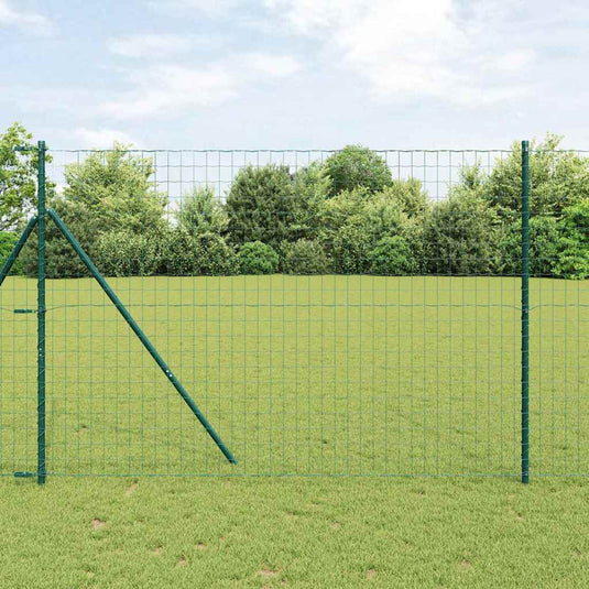 Vidaxl hek met paal groen 1,6 x 10 m staal en pvc