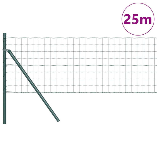 Vidaxl hek met paal groen 0,6 x 25 m staal en pvc