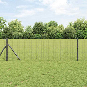 Vidaxl hek met paal grijs 0,8 x 10 m staal en pvc