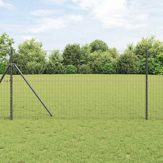 Vidaxl hek met paal grijs 1 x 10 m staal en pvc