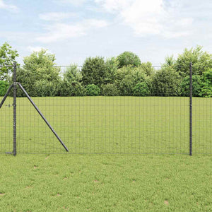 Vidaxl hek met paal grijs 1,2 x 10 m staal en pvc