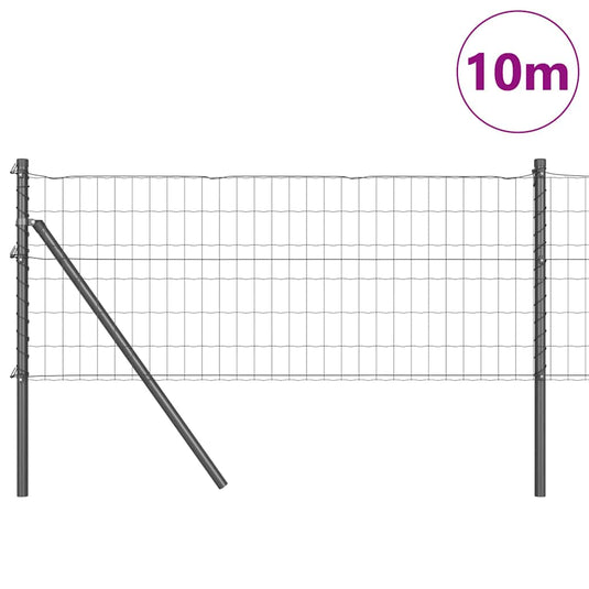 Vidaxl hek met paal grijs 0,8 x 10 m staal en pvc