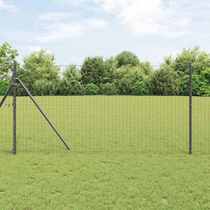 Vidaxl hek met paal grijs 1,2 x 10 m staal en pvc