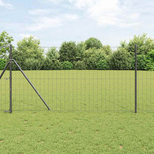 Vidaxl hek met paal grijs 1 x 10 m staal en pvc