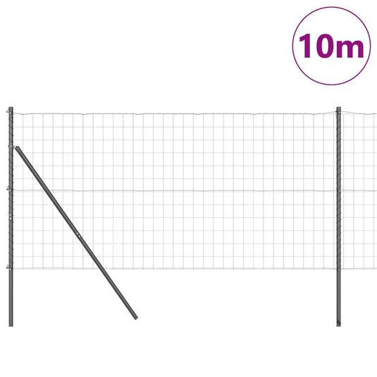 Vidaxl hek met paal grijs 1 x 10 m staal en pvc