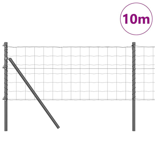 Vidaxl hek met paal grijs 0,8 x 10 m staal