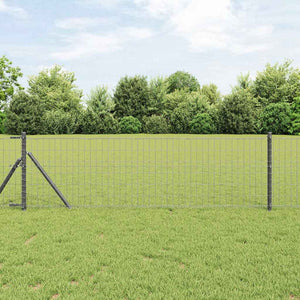 Vidaxl euro-hek met grondbevestiging 25 x 0,6 m pvc-coated staal grijs