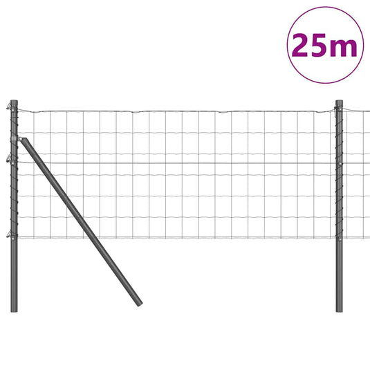 Vidaxl hek met paal grijs 0,6 x 25 m staal en pvc