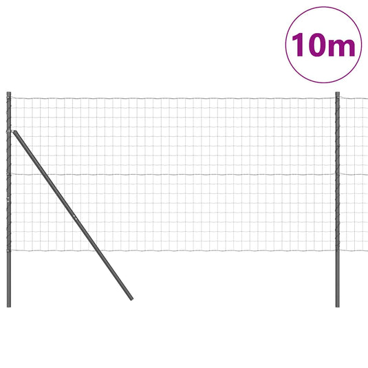 Vidaxl hek met paal grijs 1 x 10 m staal