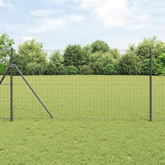 Vidaxl hek met paal grijs 1,2 x 10 m staal