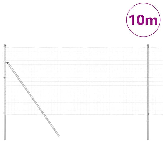 Vidaxl hek met paal zilver 1,4 x 10 m staal en pvc