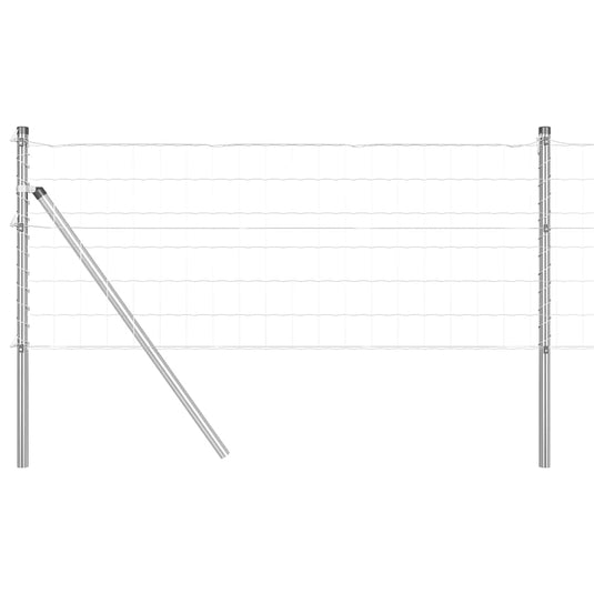 Vidaxl hek met paal zilver 0,8 x 10 m staal en pvc