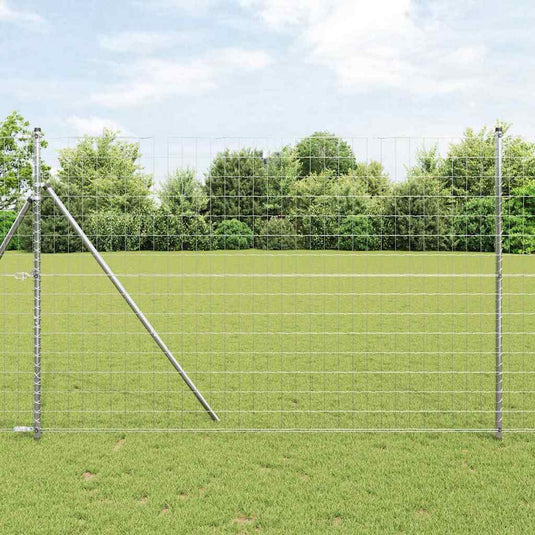 Vidaxl hek met paal zilver 1,5 x 10 m staal en pvc