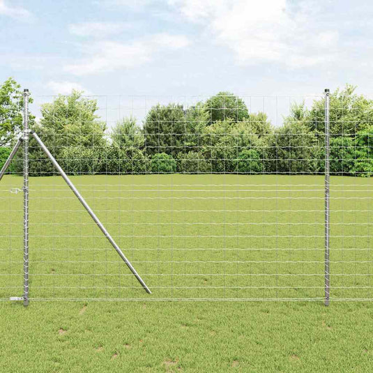Vidaxl hek met paal zilver 1,5 x 10 m staal en pvc