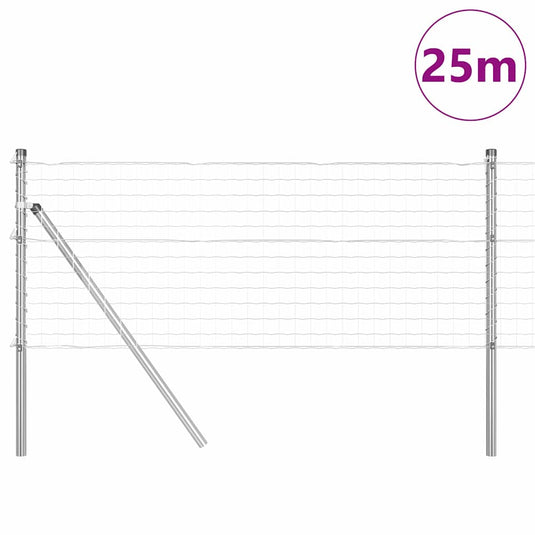 Vidaxl hek met paal grijs 0,4 x 25 m staal en pvc