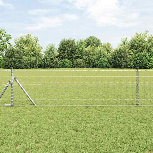 Vidaxl hek met paal zilver 0,4 x 25 m staal en pvc