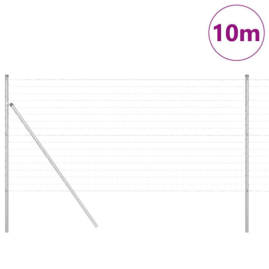 Vidaxl hek met paal zilver 1,4 x 10 m staal en pvc