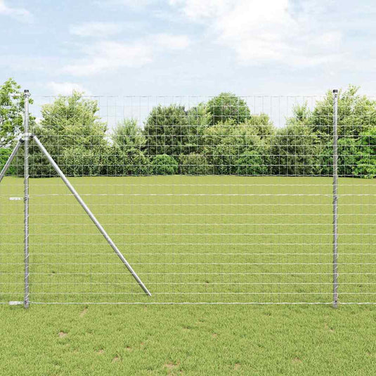 Vidaxl hek met paal zilver 1,5 x 10 m staal en pvc