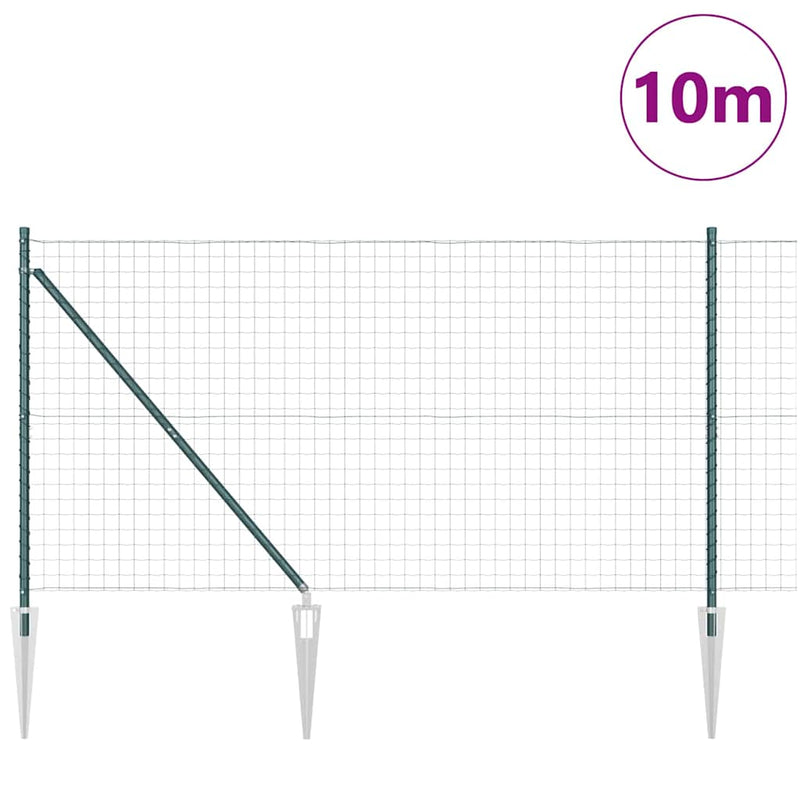 Load image into Gallery viewer, Vidaxl hek met paal groen 1,4 x 10 m staal en pvc

