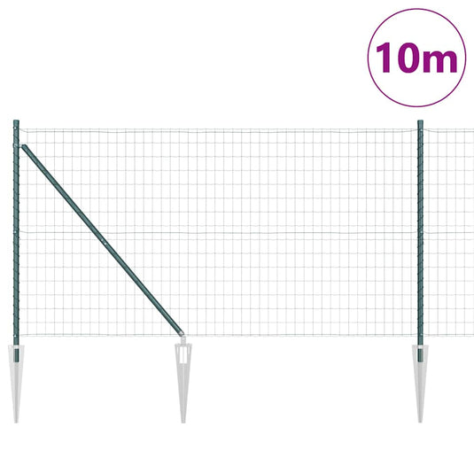 Vidaxl hek met paal groen 1,4 x 10 m staal en pvc