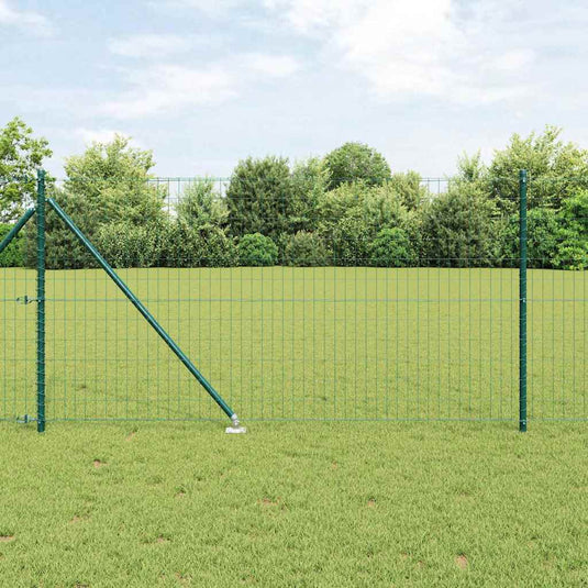 Vidaxl hek met paal groen 1 x 10 m staal en pvc