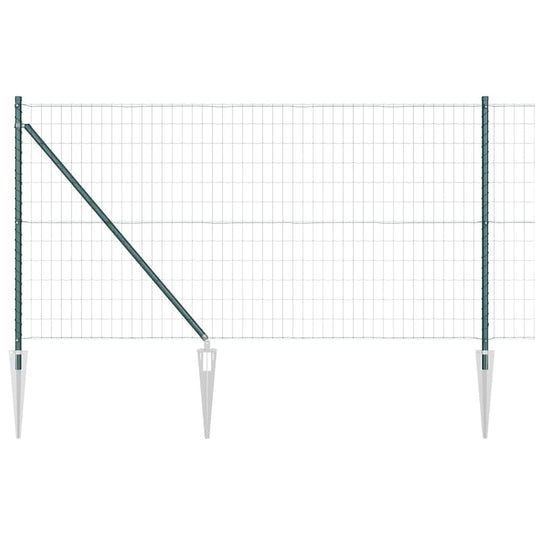 Vidaxl hek met paal groen 1 x 10 m staal en pvc